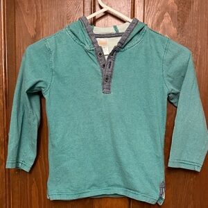 Gymboree Teal Hooded Henley Shirt with Gray Trim